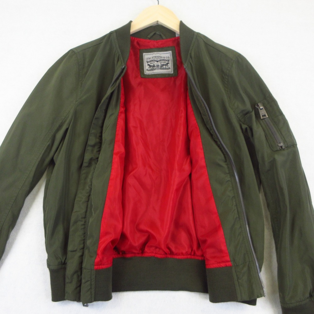 Levis Bomber Jacket Womens L Green MA-1 Style Zip Up Utility Lightweight EUC - Picture 4 of 12